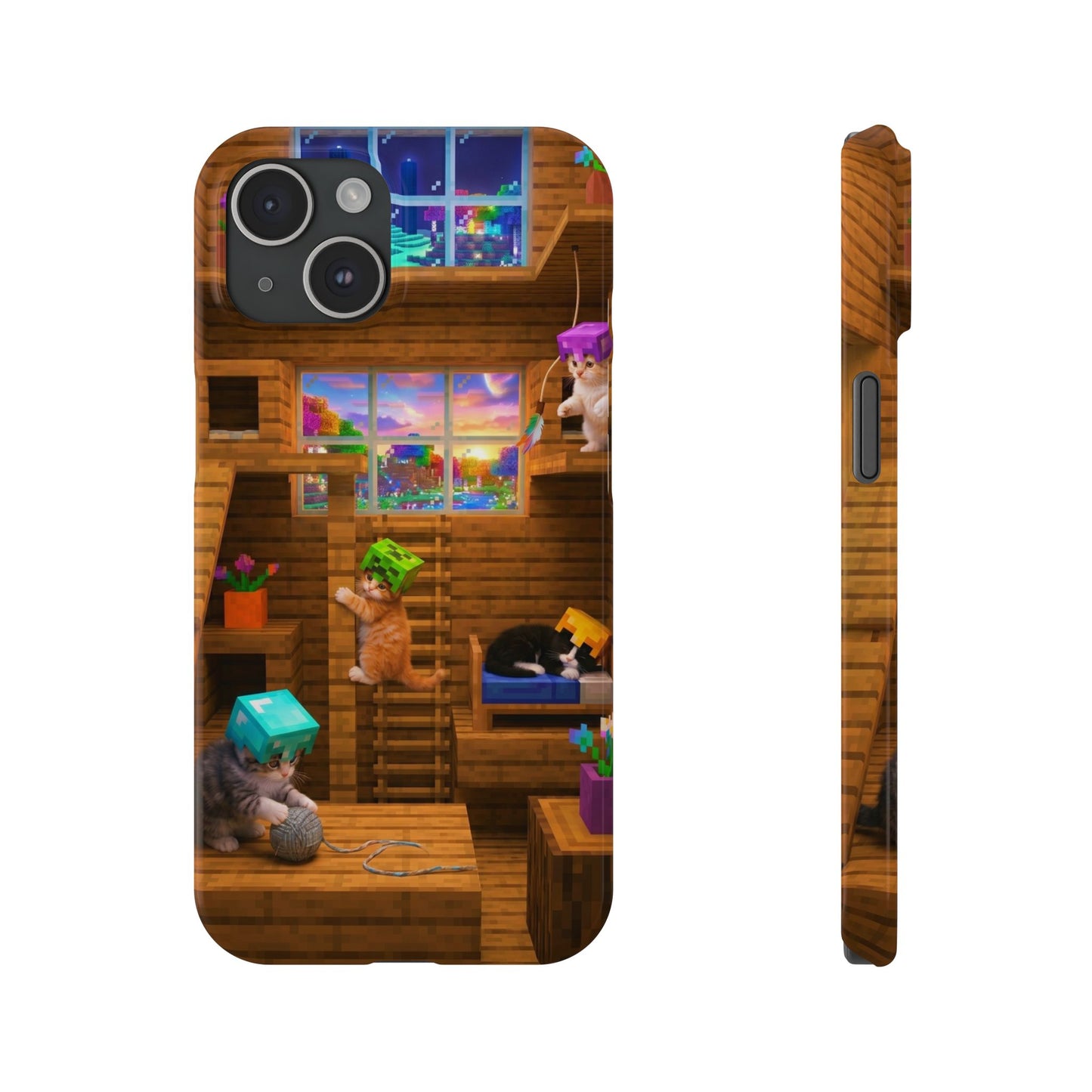 Minecraft Cozy Treehouse Slim Phone Case — Gamer Pixel Cabin Design