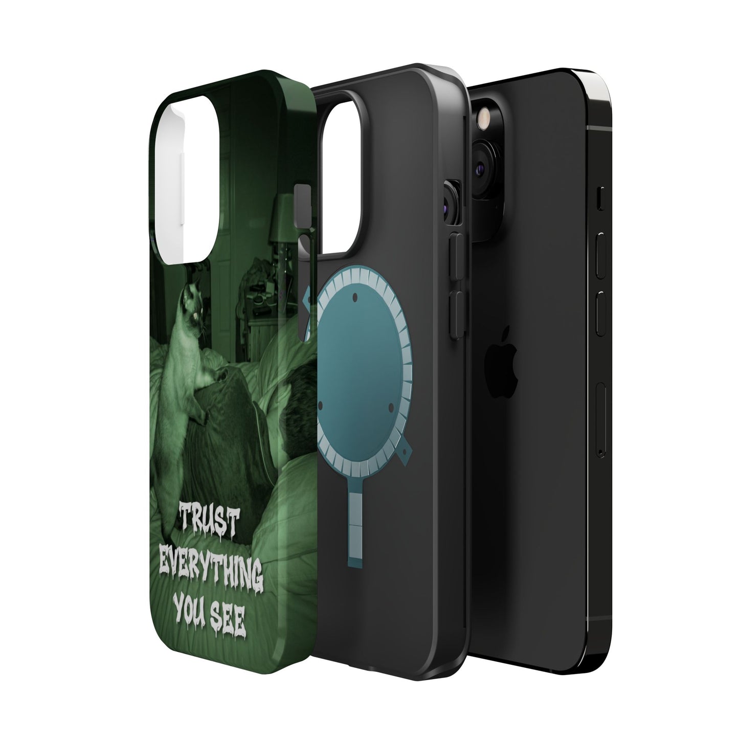 Phone Case 'Trust Everything You See' Green Dog Photo Magnetic Impact-Resistant Case