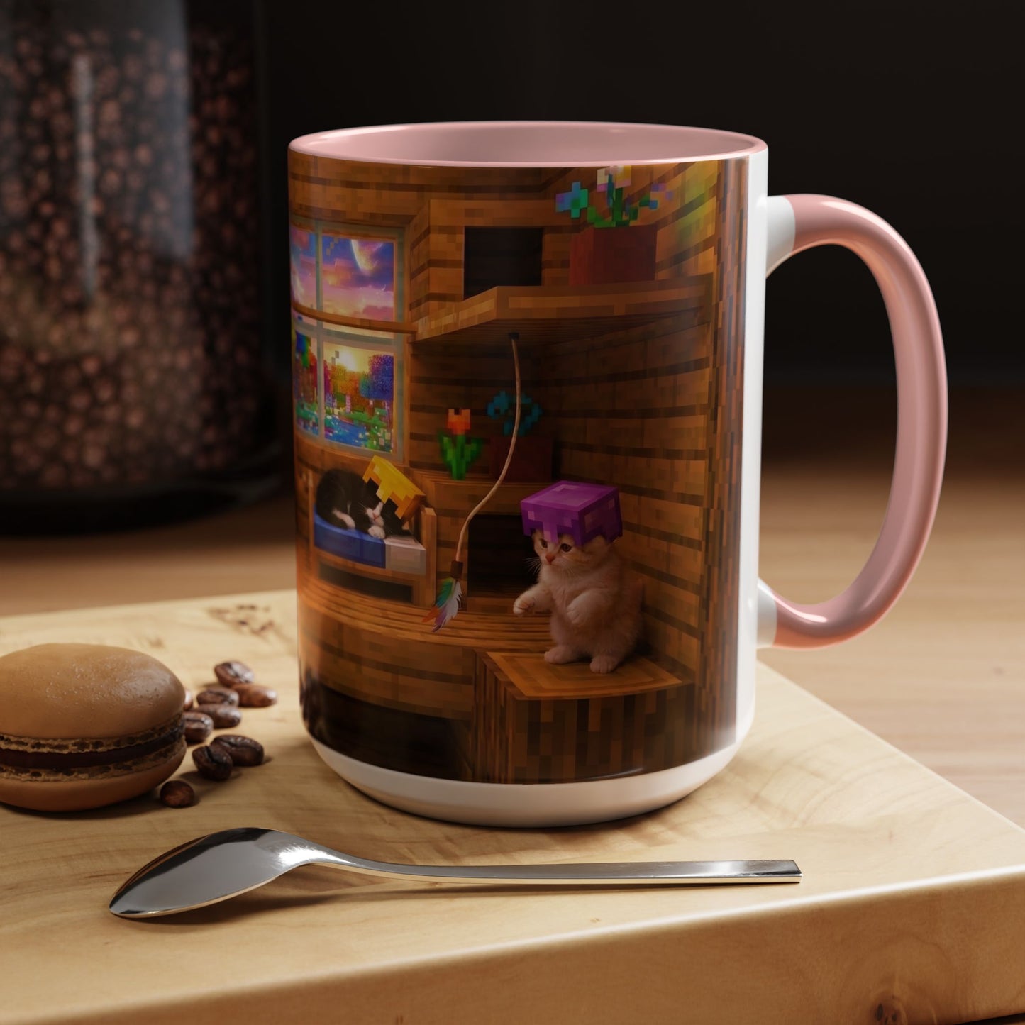 Cozy Cat Tree Accent Coffee Mug — Cute Kitten Window Scene (11/15 oz)