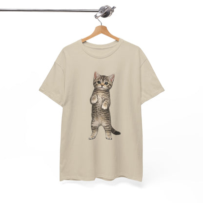 Standing Tabby Kitten T-Shirt — Cute Cat Graphic Tee for Cat Lovers