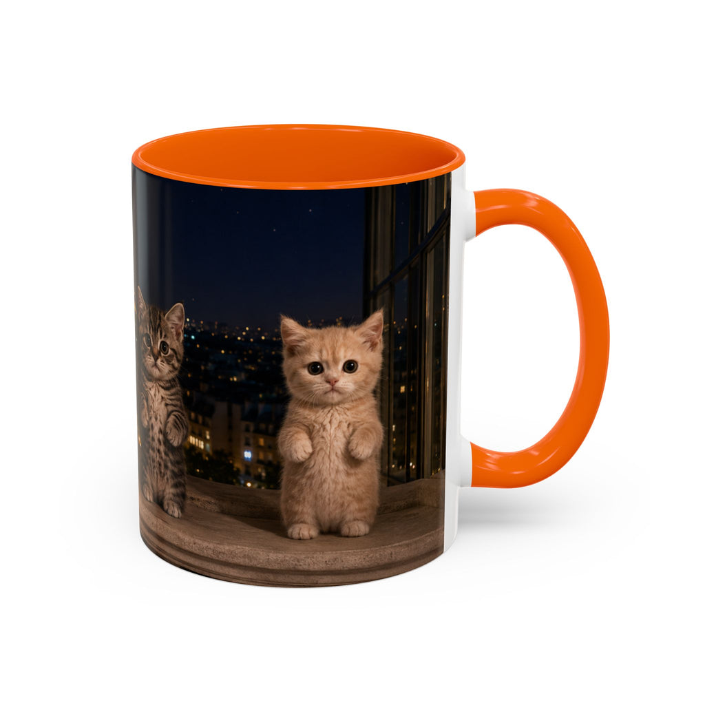 Paris Kittens Coffee Mug — Cute Cat Nightscape Accent Mug (11/15 oz)