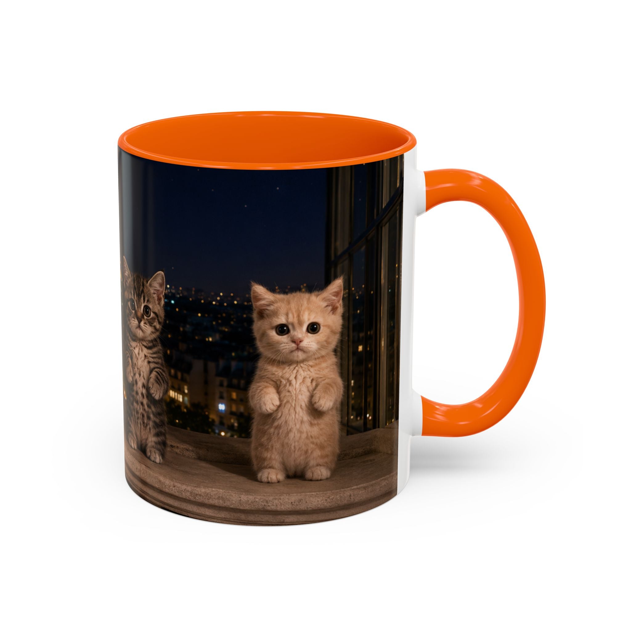 Paris Kittens Coffee Mug — Cute Cat Nightscape Accent Mug (11/15 oz)