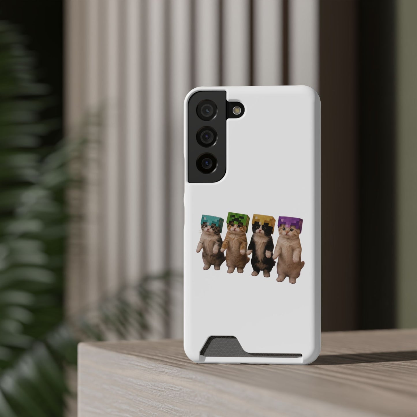 Minecraft Kittens Cat Phone Case with Card Holder
