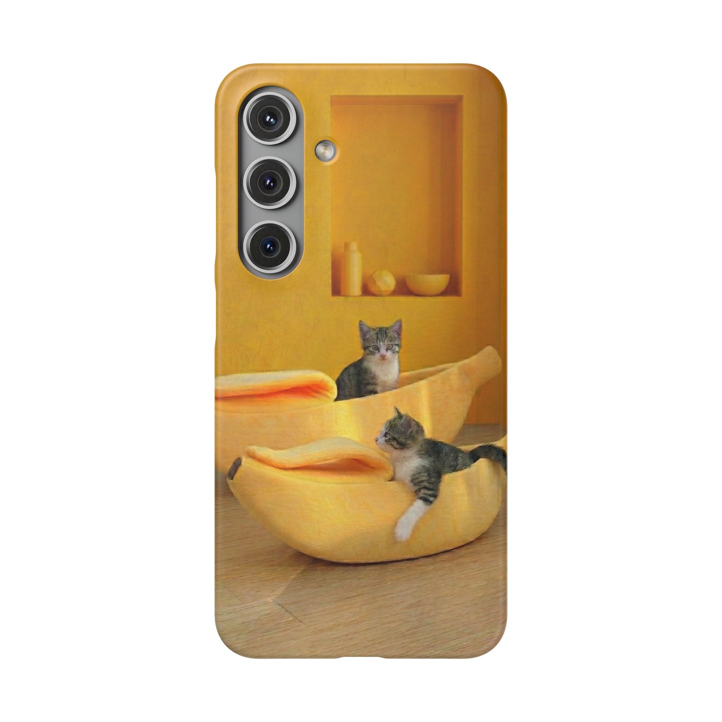 Cat Cozy Phone Case – Cute Kittens in Yellow Living Room Snap Case