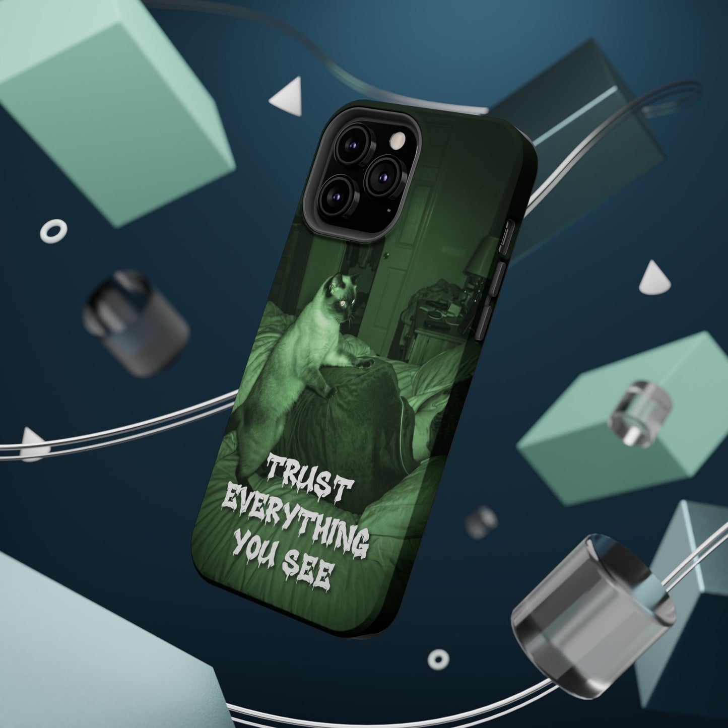 Phone Case 'Trust Everything You See' Green Dog Photo Magnetic Impact-Resistant Case