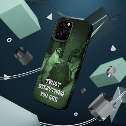 Phone Case 'Trust Everything You See' Green Dog Photo Magnetic Impact-Resistant Case