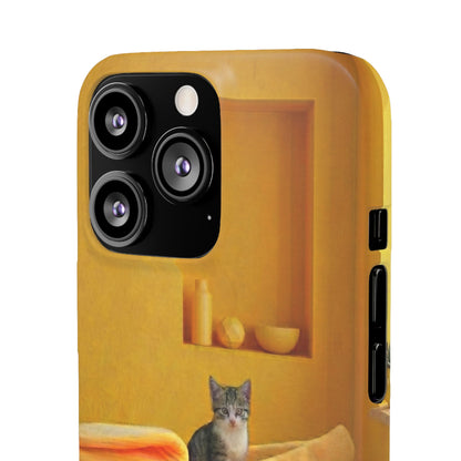 Cat Cozy Phone Case – Cute Kittens in Yellow Living Room Snap Case