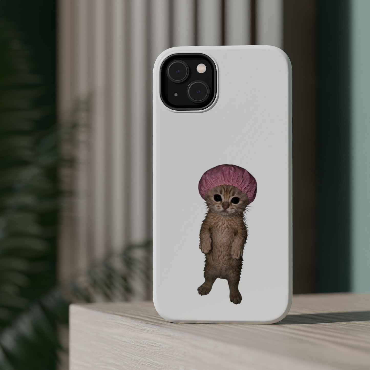 Cute Kitten in Shower Cap  Magnetic Impact-Resistant
