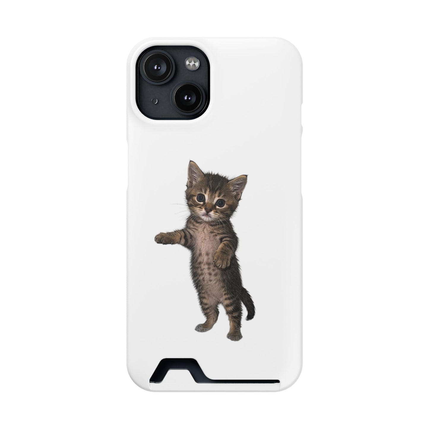 Cute Standing Kitten Phone Case with Card Holder