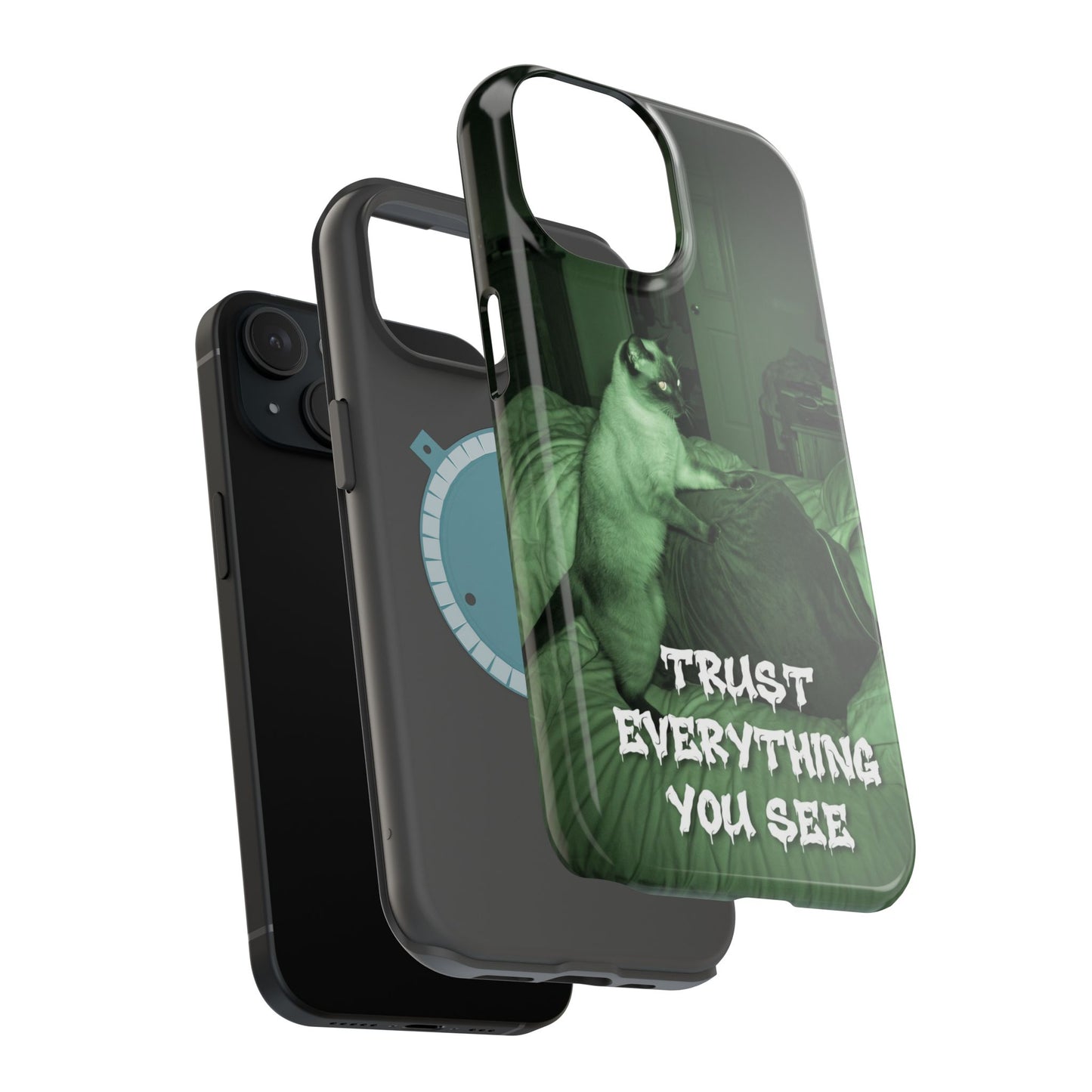 Phone Case 'Trust Everything You See' Green Dog Photo Magnetic Impact-Resistant Case