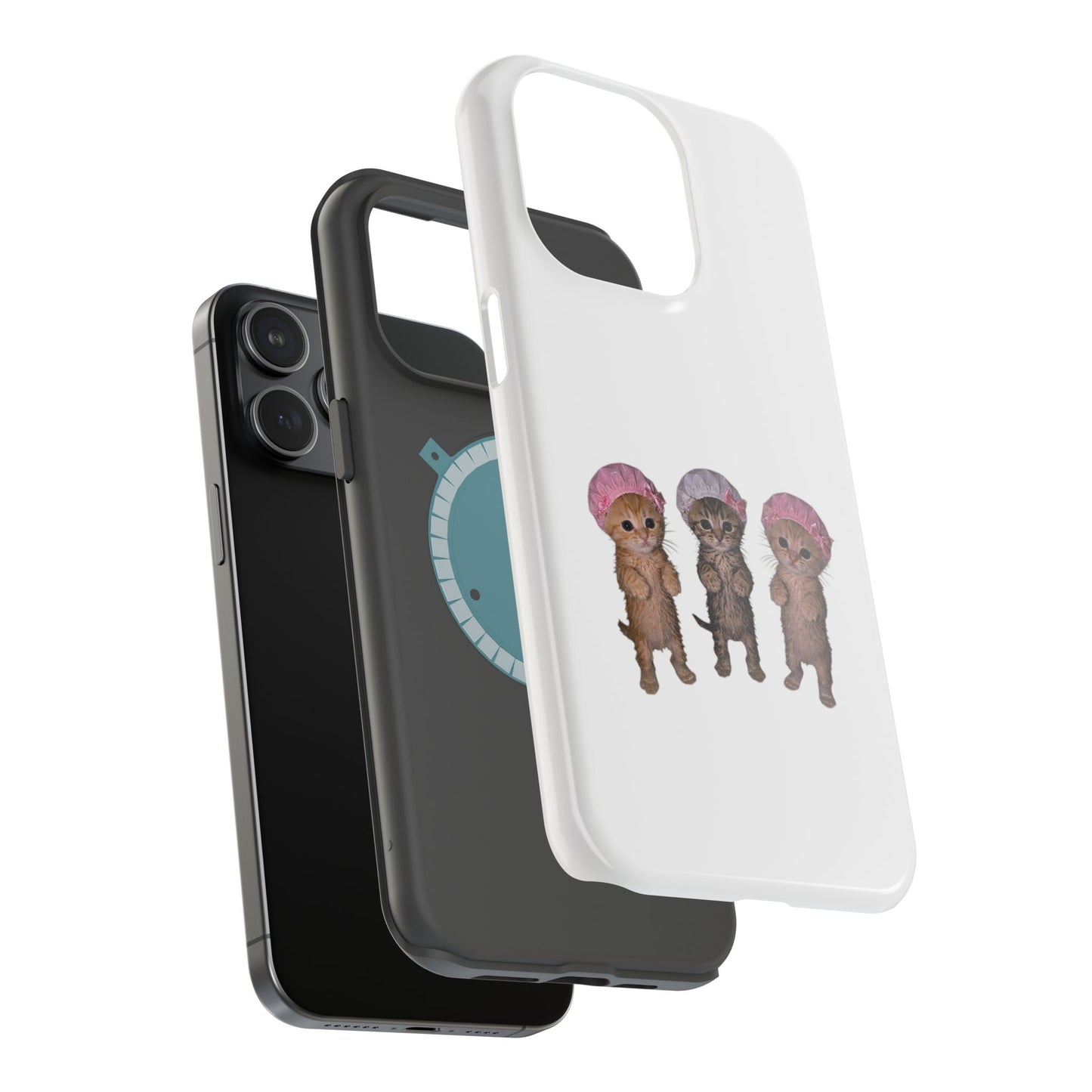 Cute Standing Kittens with Shower Caps  Phone Case