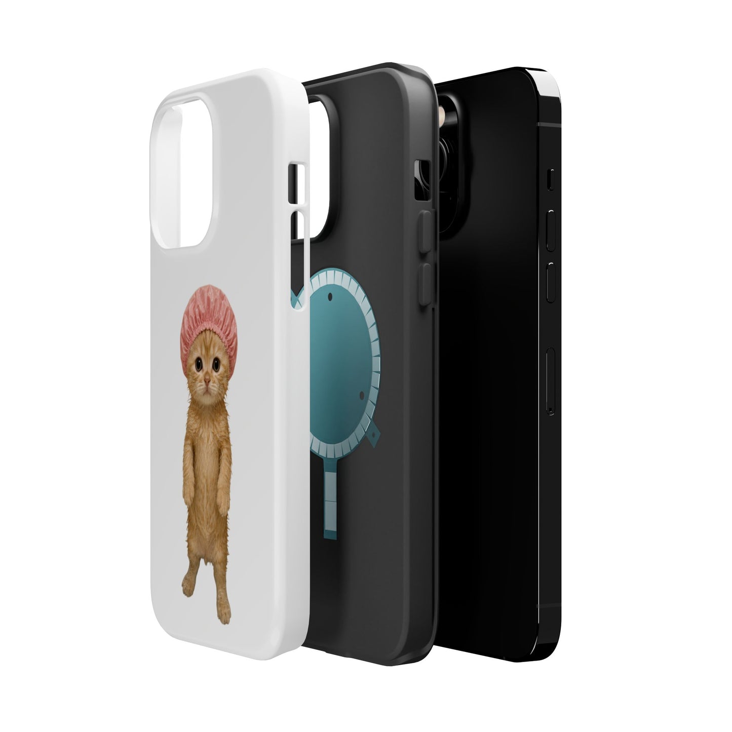 Cute Kitten in Shower Cap Magnetic Impact-Resistant Phone Case