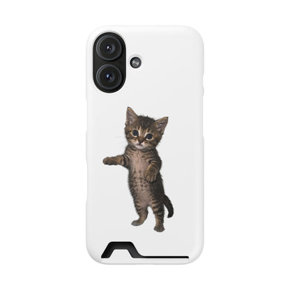 Cute Standing Kitten Phone Case with Card Holder