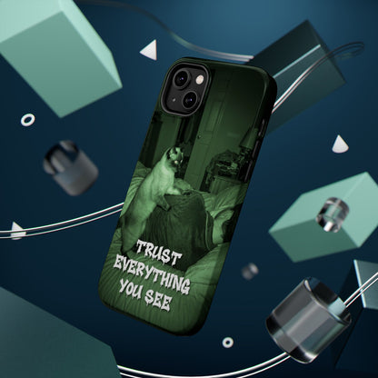 Phone Case 'Trust Everything You See' Green Dog Photo Magnetic Impact-Resistant Case