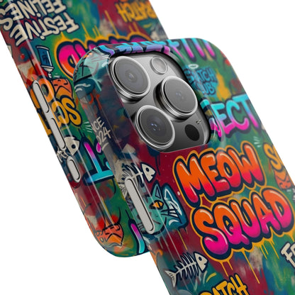 Meow Squad Graffiti Phone Case — Colorful Cat Crew Slim Case