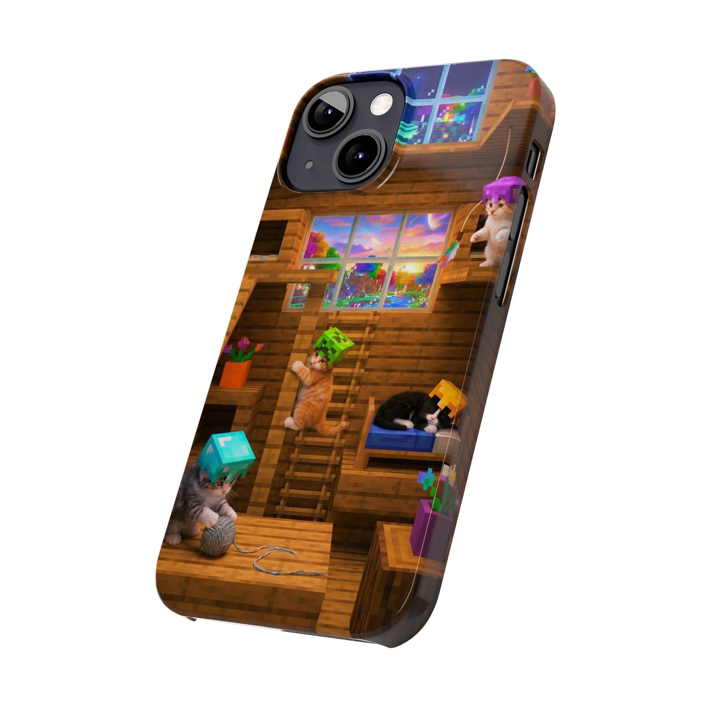Minecraft Cozy Treehouse Slim Phone Case — Gamer Pixel Cabin Design