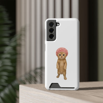 Cute Cat Shower Cap Phone Card Case