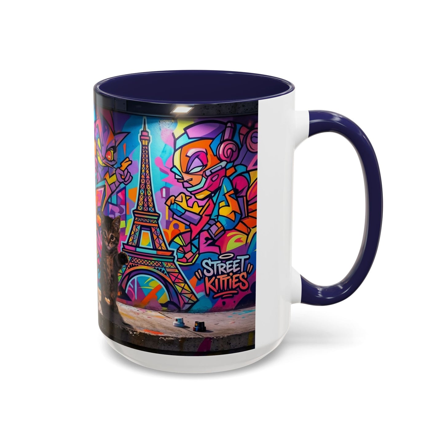 Street Kitties Graffiti Coffee Mug — Colorful Cat Art Accent Mug (11/15oz)