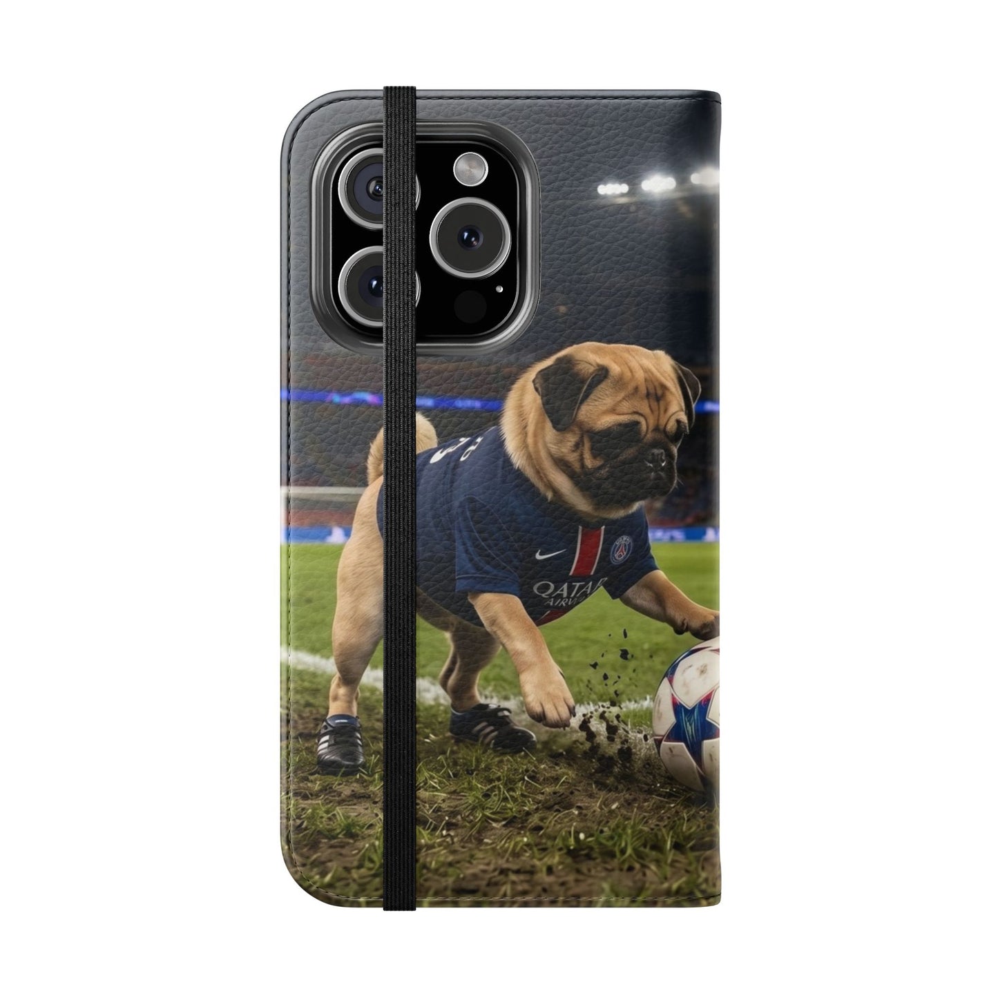 Flip Phone Case — Cute Soccer Pugs Design Wallet Cover
