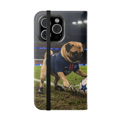 Flip Phone Case — Cute Soccer Pugs Design Wallet Cover