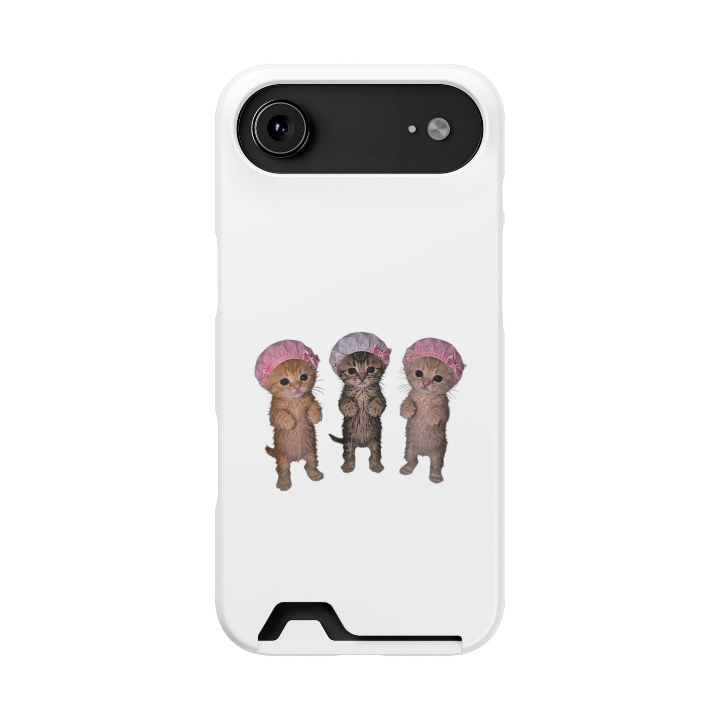 Cute Three Kittens Phone Case with Card Holder