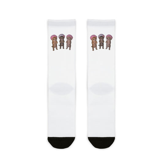 Cute Standing Kittens Trio  Crew Socks