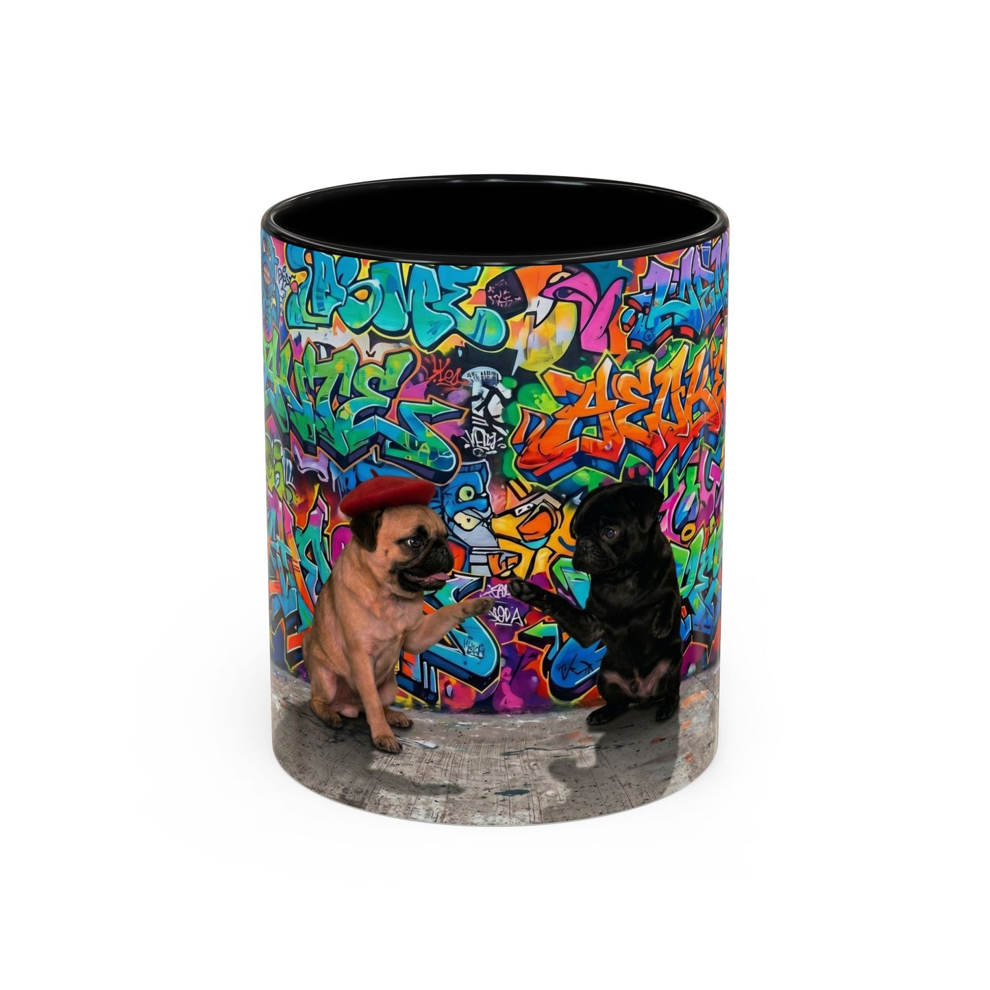 Graffiti Pug Coffee Mug — Colorful Street Art Accent Mug (11/15oz)