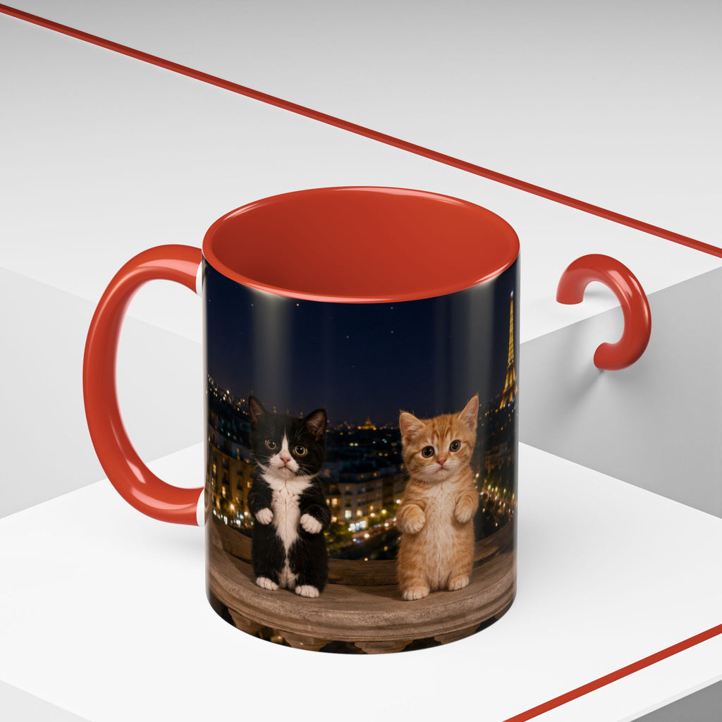 Paris Kittens Coffee Mug — Cute Cat Nightscape Accent Mug (11/15 oz)