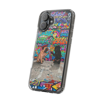 Clear Phone Case — Colorful Graffiti Pugs Design