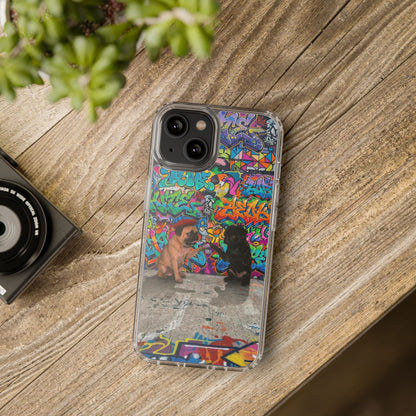 Clear Phone Case — Colorful Graffiti Pugs Design