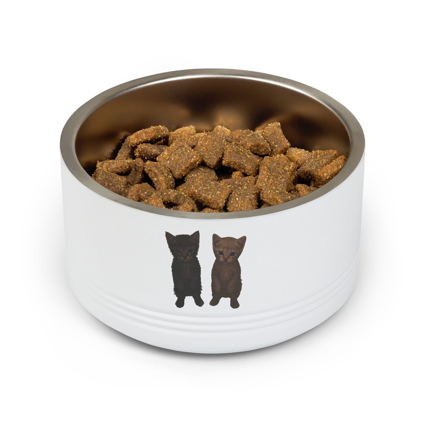 Cute Black & Brown Cat Pair  Pet Bowl  18oz