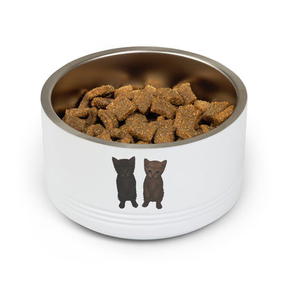 Cute Black & Brown Cat Pair  Pet Bowl  18oz