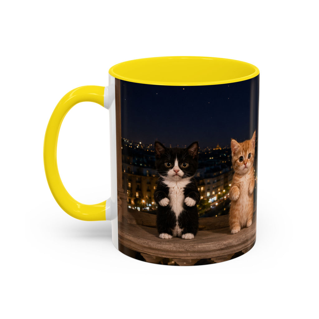 Paris Kittens Coffee Mug — Cute Cat Nightscape Accent Mug (11/15 oz)