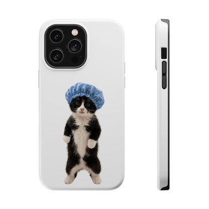 Cute Cat in Shower Cap Magnetic Impact-Resistant Phone Case