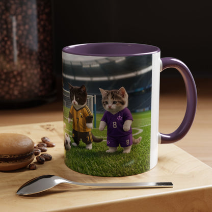 Soccer Kittens Accent Coffee Mug — Cute Cat Soccer Players 11/15oz