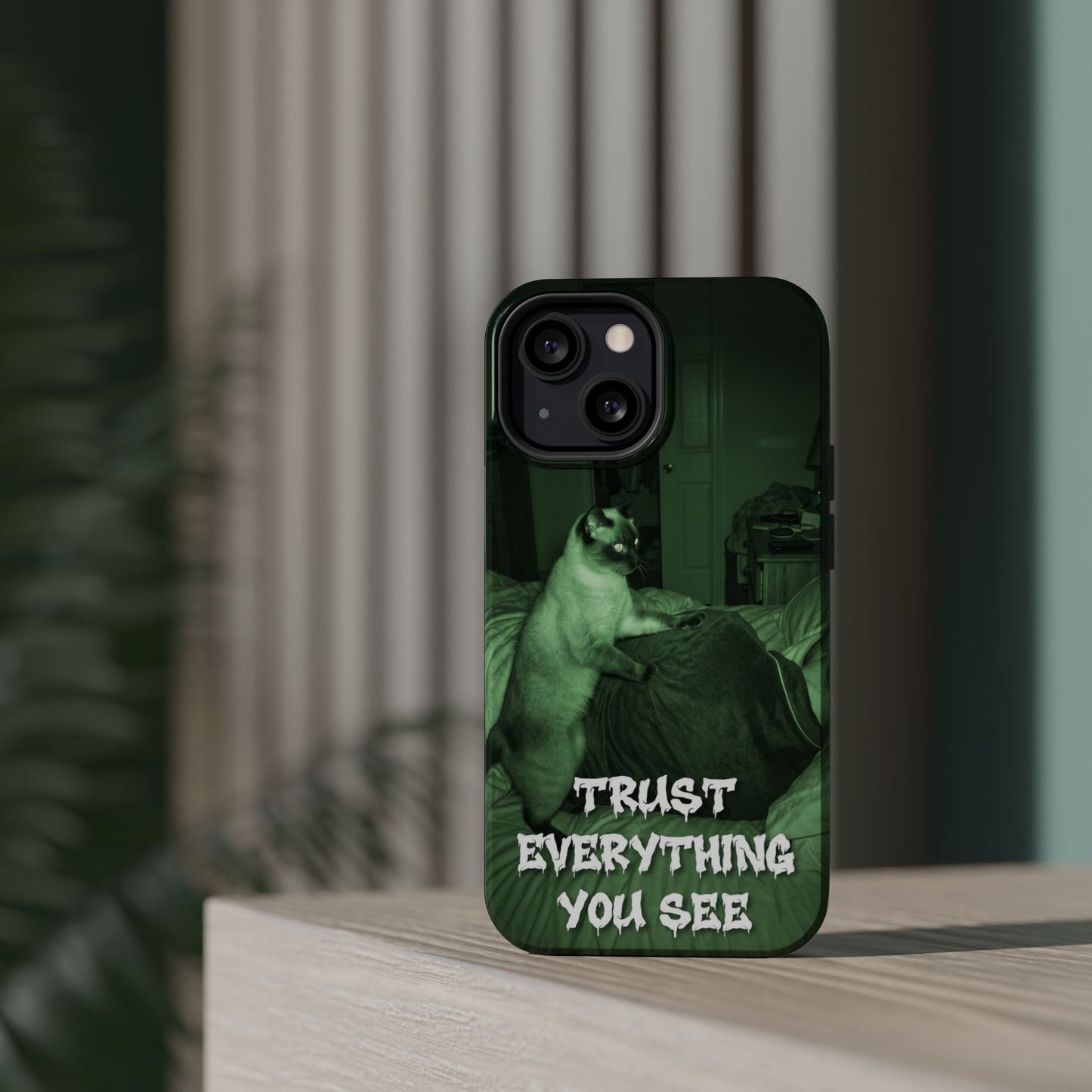 Phone Case 'Trust Everything You See' Green Dog Photo Magnetic Impact-Resistant Case