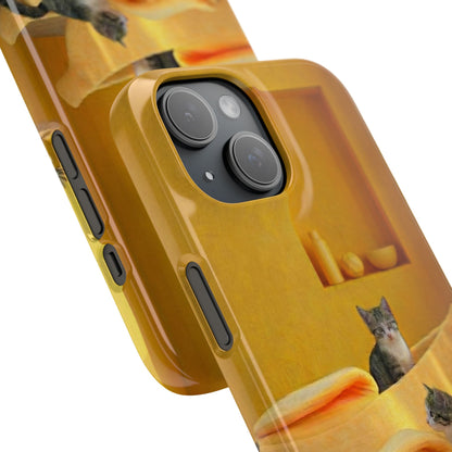 Cat Cozy Phone Case – Cute Kittens in Yellow Living Room Snap Case