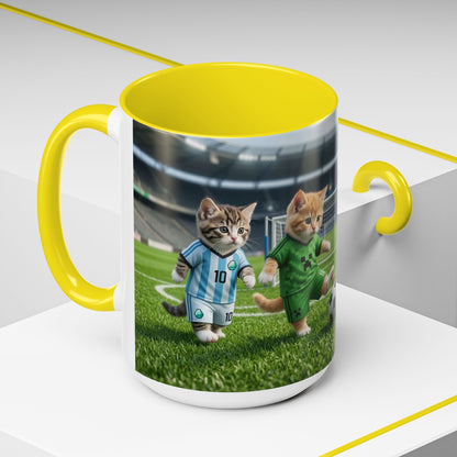 Soccer Kittens Accent Coffee Mug — Cute Cat Soccer Players 11/15oz