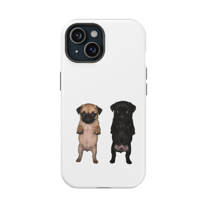 Cute Standing Pug Duo Magnetic Impact-Resistant Phone Case