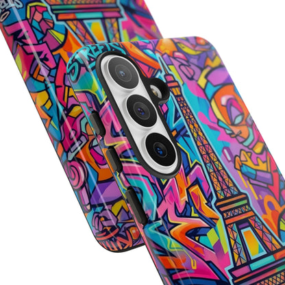 Cat Graffiti Eiffel Phone Case — Colorful Urban Parisian iPhone Cover