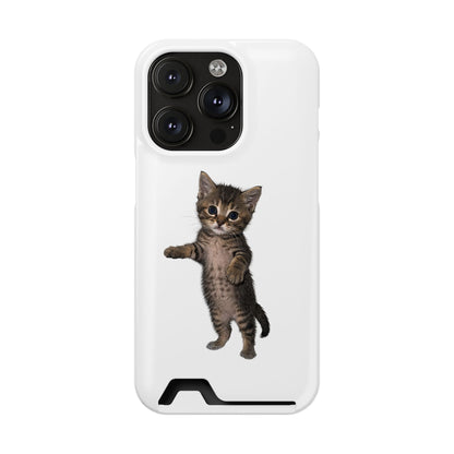 Cute Standing Kitten Phone Case with Card Holder