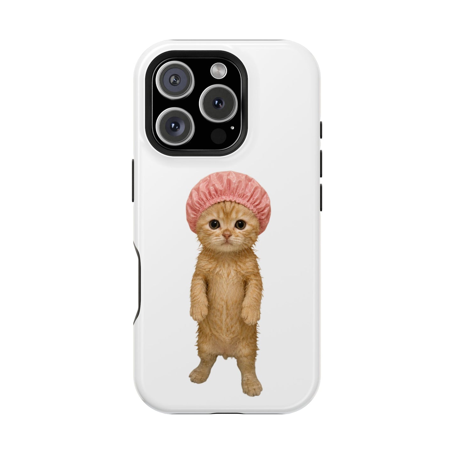 Cute Kitten in Shower Cap Magnetic Impact-Resistant Phone Case