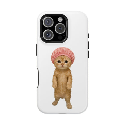 Cute Kitten in Shower Cap Magnetic Impact-Resistant Phone Case