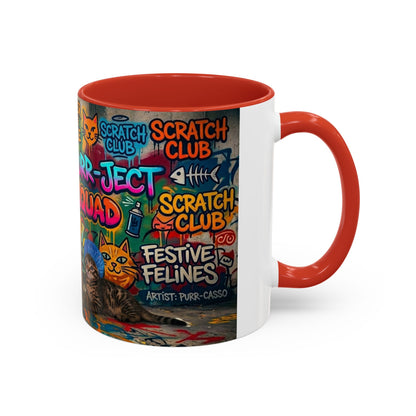Graffiti Meow Squad Accent Coffee Mug — Cute Kittens ‘Purr-ject’ Street Art Design (11/15oz)