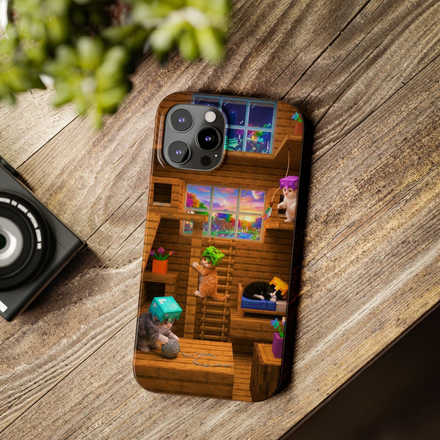 Minecraft Cozy Treehouse Slim Phone Case — Gamer Pixel Cabin Design