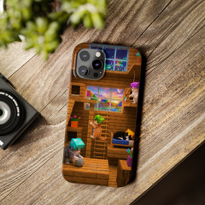 Minecraft Cozy Treehouse Slim Phone Case — Gamer Pixel Cabin Design