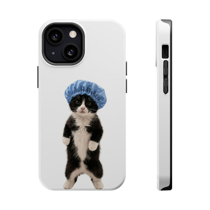 Cute Cat in Shower Cap Magnetic Impact-Resistant Phone Case