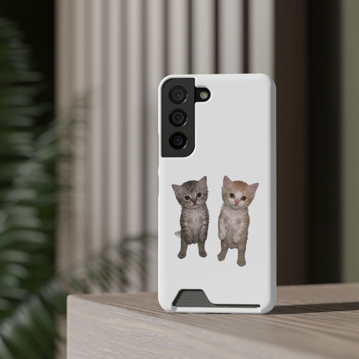 Duo Cute Kitten Phone Case with Card Holder