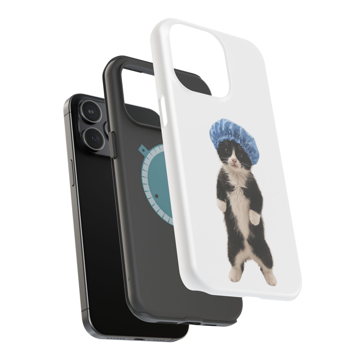 Cute Cat in Shower Cap Magnetic Impact-Resistant Phone Case