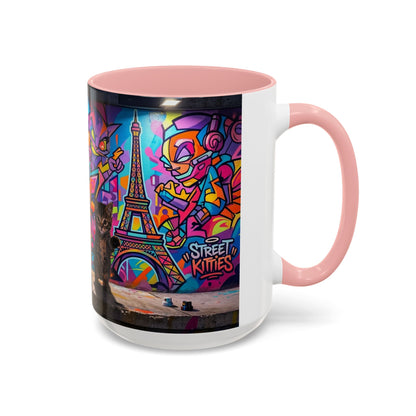 Street Kitties Graffiti Coffee Mug — Colorful Cat Art Accent Mug (11/15oz)